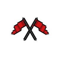two red flag in pixel art style vector
