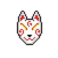 white fox mask in pixel art style vector