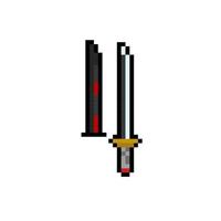 sword with scabbard in pixel art style vector