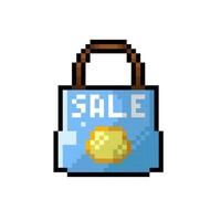 shopping bag in pixel art style vector