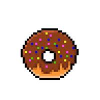 chocolate cream doughnut in pixel art style vector