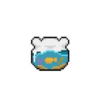 round aquarium in pixel art style vector