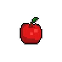 red apple in pixel art style vector