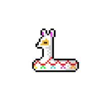 swimming balloon with llama shape in pixel art style vector