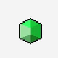 green cube in pixel art style vector