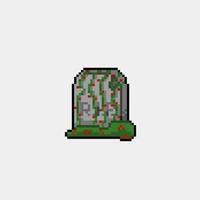 tombstone with vine in pixel art style vector