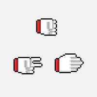 rock scissor paper hand finger sign in pixel art style vector