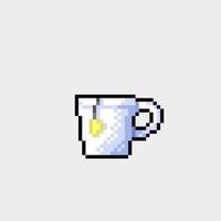 white tea cup in pixel art style vector