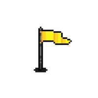 yellow flag in pixel art style vector