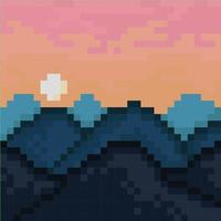 mountains view in pixel art style vector