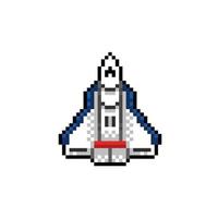 spaceship in pixel art style vector