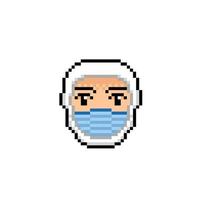 white ninja head in pixel art style vector