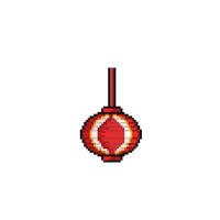 chinese lantern in pixel art style vector