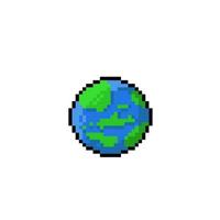 earth globe in pixel art style vector