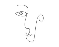 Hand drawing single one line of abstract face on white background. vector