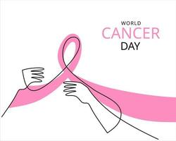 One single line of cancer day background isolated on white background. vector
