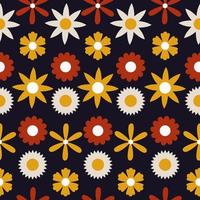 Cool Daisy flower seamless pattern isolated on blue background. vector