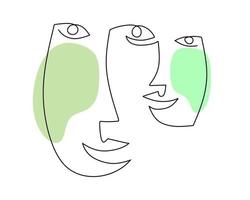 Hand drawing single one line of abstract face on white background. vector