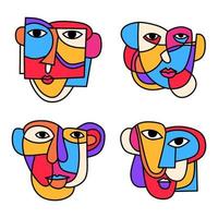 Picasso face art element isolated on white background. vector