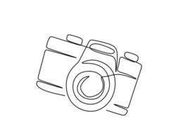 Hand drawing single one line of digital camera on white background. vector