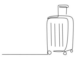 One line drawing of suitcase isolated on white background. vector