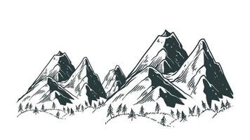 Mountain landscape Hand drawn  illustration sketch natural drawing vector
