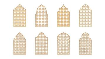 Eight mosque windows isolated on white background. vector