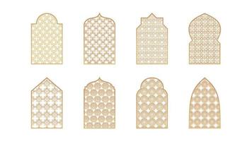 Eight mosque windows isolated on white background. vector