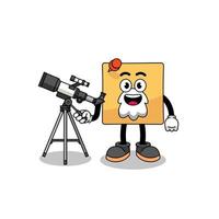 Illustration of sticky note mascot as an astronomer vector