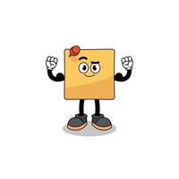 Mascot cartoon of sticky note posing with muscle vector
