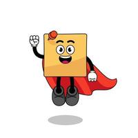 sticky note cartoon with flying superhero vector