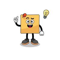 sticky note cartoon with get an idea pose vector