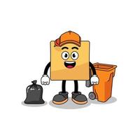 Illustration of sticky note cartoon as a garbage collector vector