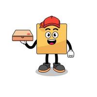 sticky note illustration as a pizza deliveryman vector