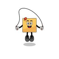 sticky note mascot cartoon is playing skipping rope vector