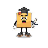 sticky note mascot with graduation pose vector