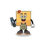 Cartoon Illustration of sticky note as a barber man vector