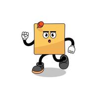 running sticky note mascot illustration vector