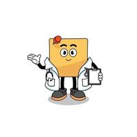 Cartoon mascot of sticky note doctor vector