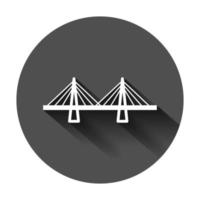 Bridge sign icon in flat style. Drawbridge vector illustration on black round background with long shadow. Road business concept.