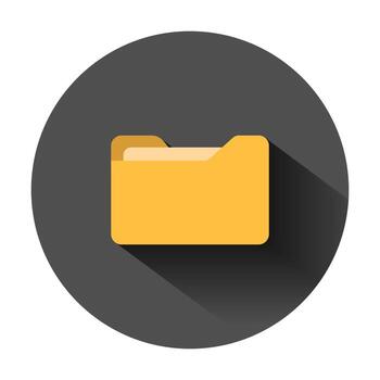 File folder icon in flat style. Documents archive vector illustration on black round background with long shadow. Storage business concept.