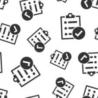 Checklist document sign icon seamless pattern background. Survey vector illustration on white isolated background. Check mark banner business concept.