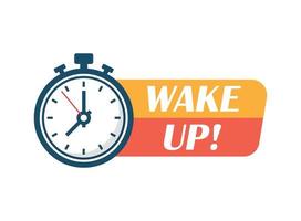 Wake up icon in flat style. Good morning vector illustration on isolated background. Alarm clock ringing and mornings wakes sign business concept.