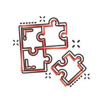 Puzzle compatible icon in comic style. Jigsaw agreement vector cartoon illustration on white isolated background. Cooperation solution business concept splash effect.