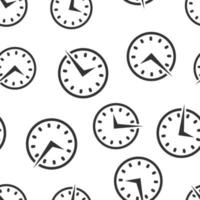 Real time icon seamless pattern background. Clock vector illustration on white isolated background. Watch business concept.