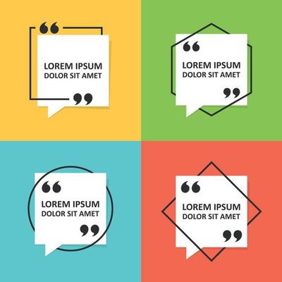 Quote frame blank template icon in flat style. Empty speech bubble vector illustration on isolated background. Textbox sign business concept.