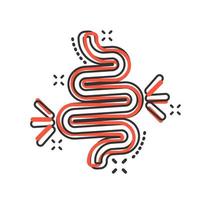 Gut constipation icon in comic style. Colitis vector cartoon illustration on white isolated background. Stomach business concept splash effect.