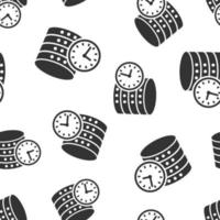 Data center icon seamless pattern background. Clock vector illustration on white isolated background. Watch business concept.