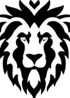 black and white of lion face cartoon vector