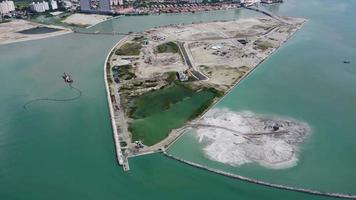 Aerial view dredger and reclamation project video